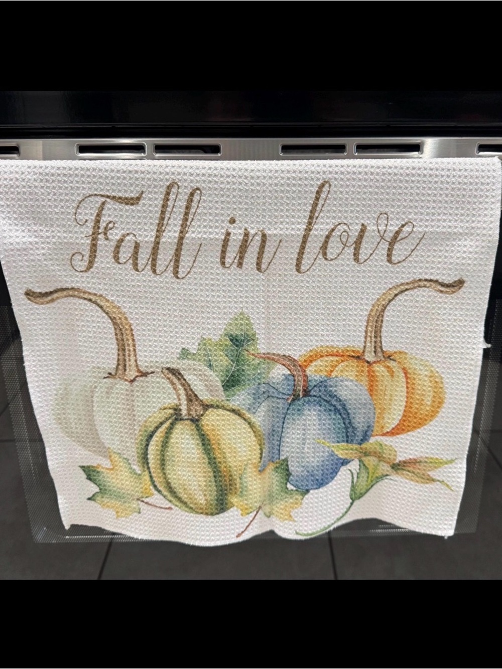 "Fall in Love" screen-printed microfiber kitchen towels - White